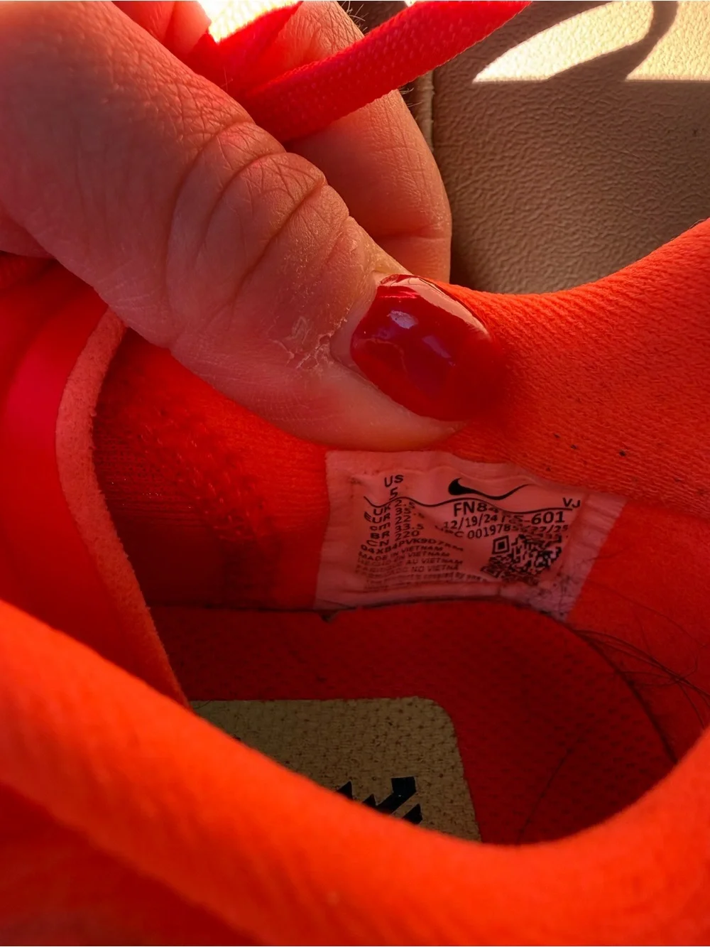 Nike Neon Orange Running Shoe with Interior Logo Tag